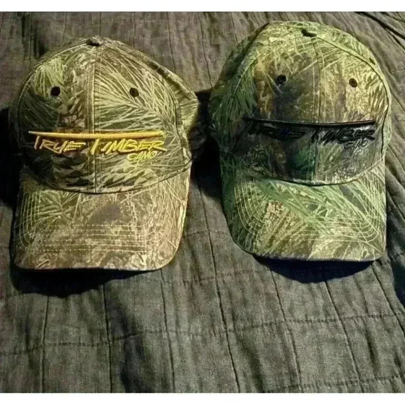 True Timber Camo Logo Strapback Cap Camouflage Hunting Baseball Hat Lot of 2 - Picture 1 of 4
